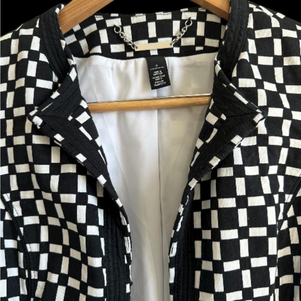 Monochrome Checkered Varsity Jacket - image 4